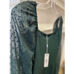 NWT Women's Chiffon Green Dress with See Through Sleeves